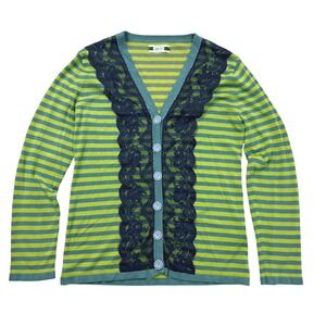 Matilda‎ Jane Striped Lace Cardigan Sweater Kidcore Twee Whimsy Pop Kawaii M